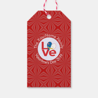 Étiquettes-cadeau Açores Red LOVE Drapeau personnalisé
