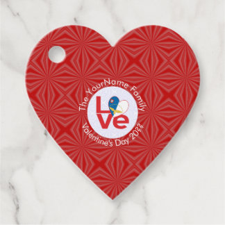 Étiquettes Cadeau Açores Red LOVE Drapeau personnalisé