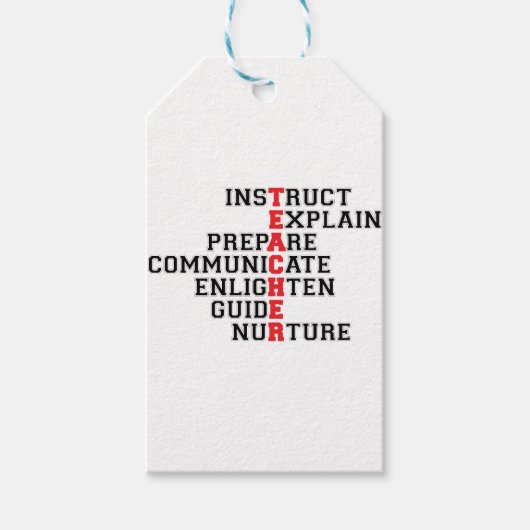 Étiquettes-cadeau Acrostique enseignant (Devant)