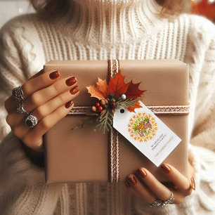 Étiquettes-cadeau Action de grâce Orange Bohème Mandala Feuilles d'a