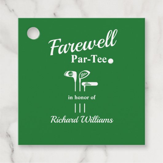 Étiquettes Cadeau Adieu Retraite Golf Clubs Theme Par Tee (Devant)