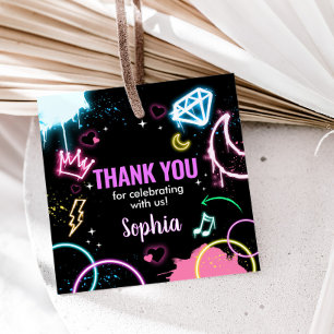 Étiquettes Cadeau Adolescent Neon Treizième anniversaire Carré