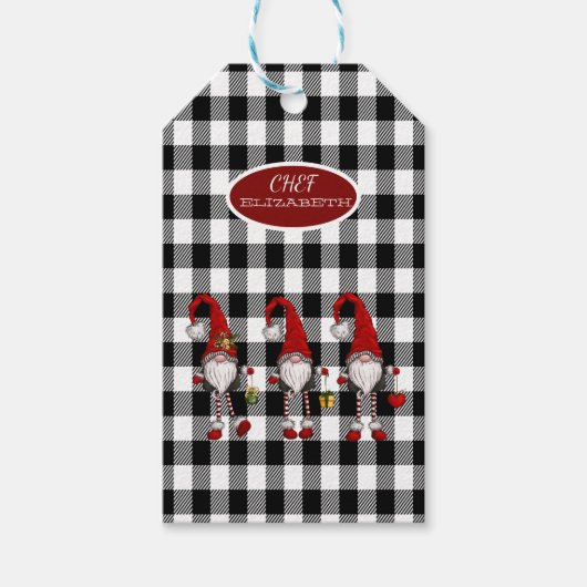 Étiquettes-cadeau Adorable Mignonne Gnomes Buffalo Plaid (Devant)