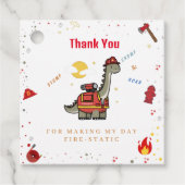 Étiquettes Cadeau Adorable pompier Dino anniversaire (Devant)