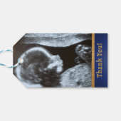 Étiquettes-cadeau Adorable Prince Royal Bleu/Gold Photo (Dos Horizontal)