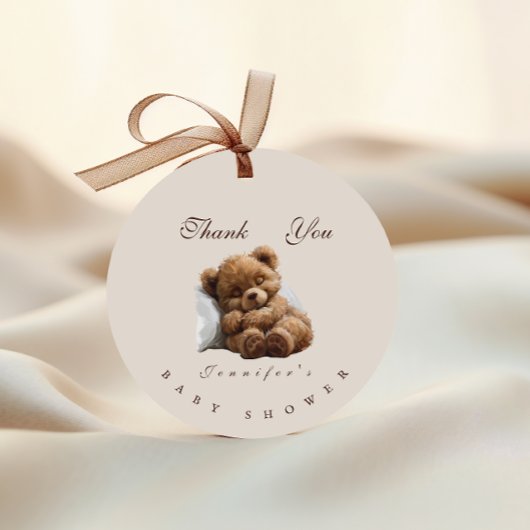 Étiquettes Cadeau Adorable Sleeping Teddy Bear Merci