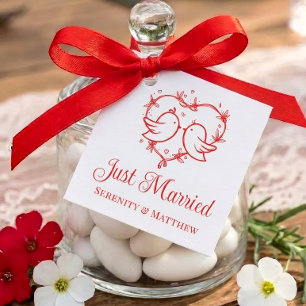Étiquettes Cadeau Adorables Inséparables Bohème Cœur Rouge Mariés Ma