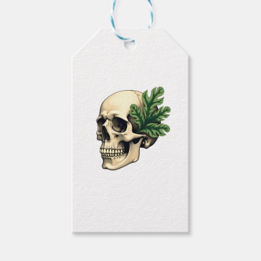 Étiquettes-cadeau Aesthetic Goth Grunge Skull Tropical Monstera Leaf (Devant)