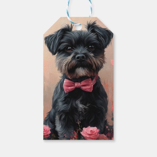 Étiquettes-cadeau Affenpinscher avec Rose - Saint Valentin (Dos)