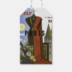 Étiquettes-cadeau Affiche de voyage de mode surréaliste Vintage Fly