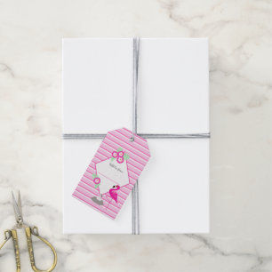Étiquettes-cadeau Afficher la douche rayures graphiques flamingo