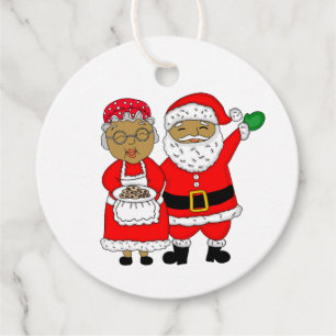 Étiquettes Cadeau Afro-Américain M. et Mme Santa Claus à et pour