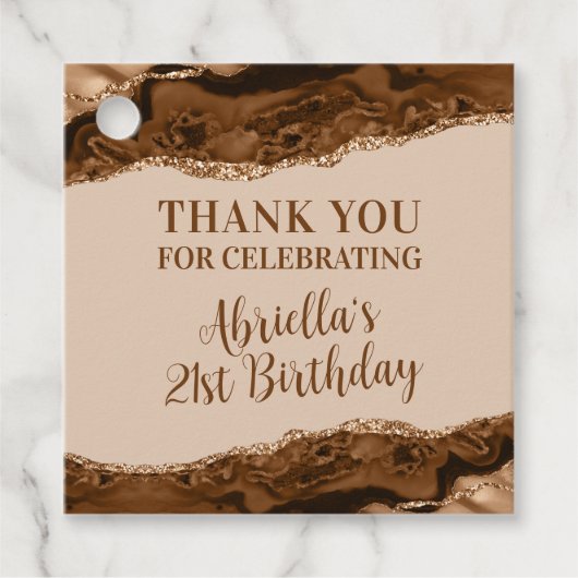 Étiquettes Cadeau Agate Brown élégante (Devant)