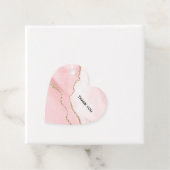 Étiquettes Cadeau Agate Rose Pâle avec Ruban Doré Merci (En situation)