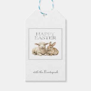 Étiquettes-cadeau Agneau aquarelle vintage Lapin Easter feuille d'ar