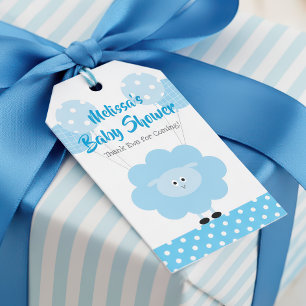 Étiquettes-cadeau Agneau Turquoise Baby shower garçon mignon moderne