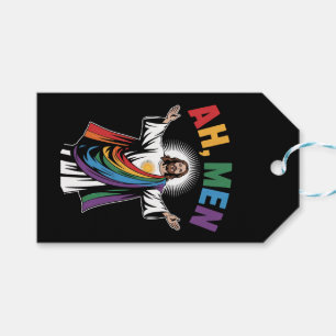 Étiquettes-cadeau Ah Men Drôle Jésus LGBTQ Gay Pride Arc-en-ciel