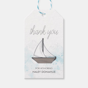 Étiquettes-cadeau Ahoy ! C'est un garçon ! Baby Sailboat Merci Favor