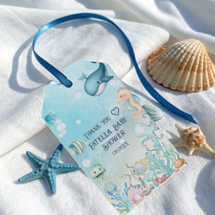 Étiquettes-cadeau Ahoy Under the Sea Baby shower Merci