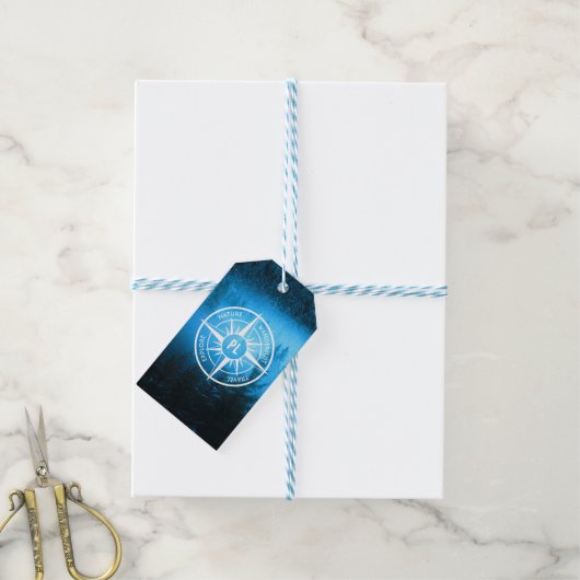 Étiquettes-cadeau Aiguille de compas monogramme brouillard dans la f (Avec de laficelle)