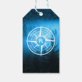 Étiquettes-cadeau Aiguille de compas monogramme brouillard dans la f (Devant)