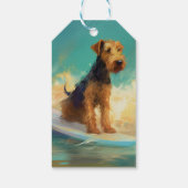 Étiquettes-cadeau Airedale Beach Surf Peinture (Dos)