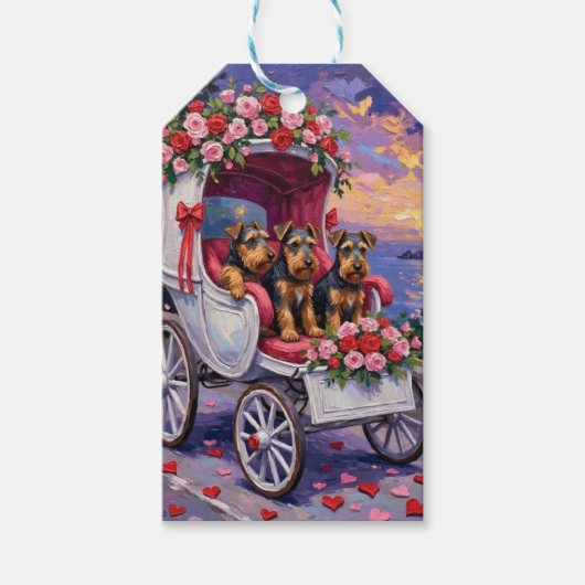 Étiquettes-cadeau Airedale Dog Valentine's Day  (Devant)