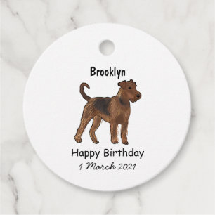 Étiquettes Cadeau Airedale terrier dog cartoon
