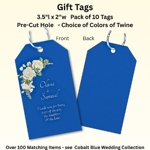 Étiquettes-cadeau Ajouter des noms, & message, roses bleues cobalt e