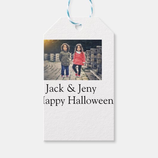 Étiquettes-cadeau ajouter le nom de la photo texte Halloween enfants (Devant)