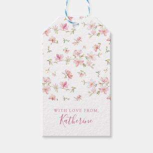 Étiquettes-cadeau Ajoutez votre fleur rose   molle nommée