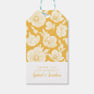 Étiquettes-cadeau Ajoutez votre motif de fleur d'or nommé