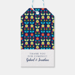 Étiquettes-cadeau Ajoutez votre motif floral   coloré nommé