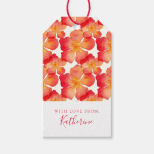 Étiquettes-cadeau Ajoutez votre motif floral d'oléandre orange