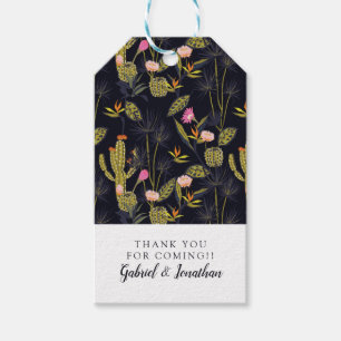 Étiquettes-cadeau Ajoutez votre motif foncé nommé de cactus de