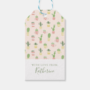 Étiquettes-cadeau Ajoutez votre motif mignon nommé de cactus