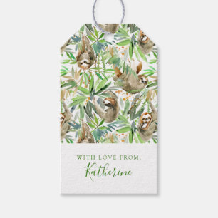Étiquettes-cadeau Ajoutez votre motif tropical nommé de paresse