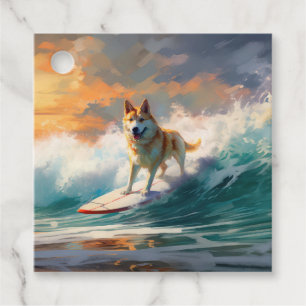 Étiquettes Cadeau Akita Beach Surf Peinture