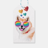 Étiquettes-cadeau Akita Chien avec Coeurs Saint Valentin (Dos)