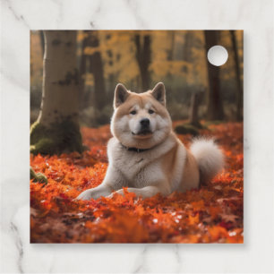 Étiquettes Cadeau Akita en automne Feuilles automne s'inspire