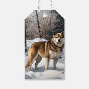 Étiquettes-cadeau Akita Laisser Neige Noël