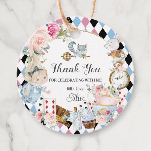 Étiquettes Cadeau Alice au pays des merveilles Anniversaire High Tea (Devant)