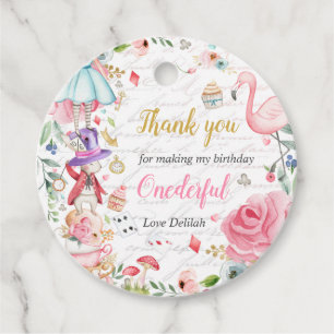 Étiquettes Cadeau Alice dans l'Onederland 1er anniversaire Mad Tea P