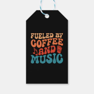 Étiquettes-cadeau Alimenté par Café & Musique Retro Typographie Vint
