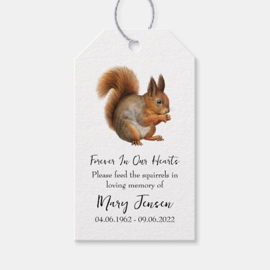 Étiquettes-cadeau Alimenter l'écureuil - paquet de semences funérail (Devant)
