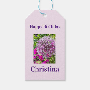 Étiquettes-cadeau Allium & Fleurs d'été Anniversaire
