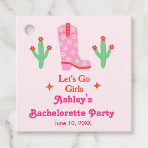 Étiquettes Cadeau Allons-y les filles Cowgirl rose Enterrement de vi