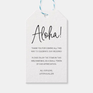 Étiquettes-cadeau Aloha Bienvenue À Hawaii Mariage de panier cadeau