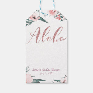 Étiquettes-cadeau Aloha Fête de mariage Florale d'été Tropicale Rose