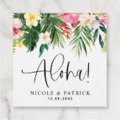 Étiquettes Cadeau Aloha Fleurs tropicales et Mariage de verdure (Dos)